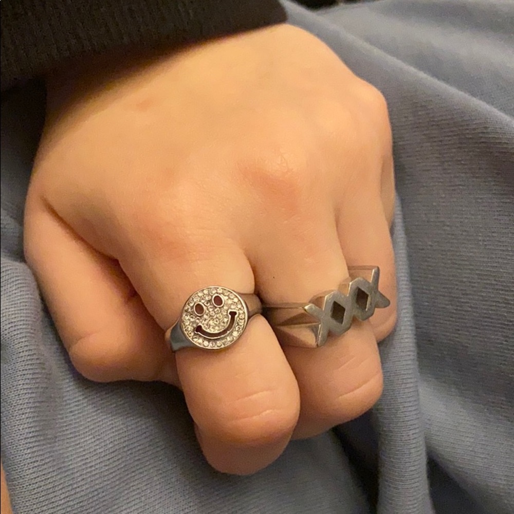 ❗️sold❗️925 diamond smiley face ring